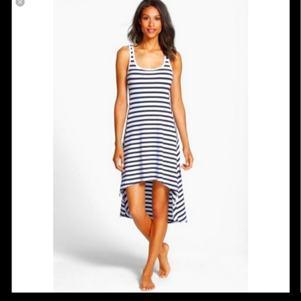 MNY Marc New York Small Hi/Lo dress white w navy s